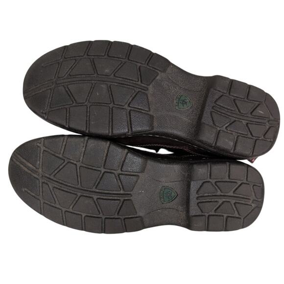 Ariat Women's 9B Traverse Slip-On Work Brown Leather Shoes Pink Logo Distressed - Picture 6 of 9